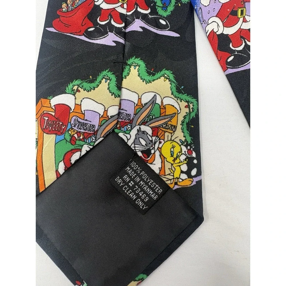 Tie Bugs Bunny Christmas Looney Tunes Mania Necktie Black 1995 Cartoon Vintage